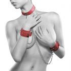 Ouch! Leather Collar and Handcuffs Rood