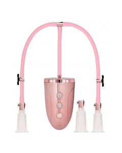 Automatic Rechargeable Clitoral & Nipple Pump Set - L - Pink