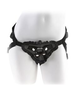 Fetish Leather Lover's Harness Vibrerende Strap-On Zwart