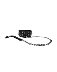 Feitsh Spiked Halsband met Riem Zwart