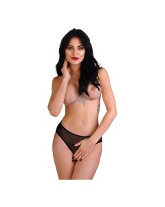 Daring Intimates Alexa Crotchless Slip Zwart L/XL