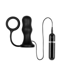 Thriller Ass Plug Vibrator Met Cockring Zwart