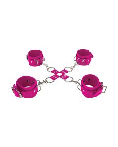 Ouch! Leather Hand & Legcuffs Roze
