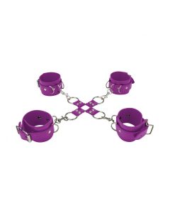 Ouch! Leather Hand & Legcuffs Paars