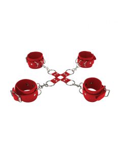 Ouch! Leather Hand & Legcuffs Red