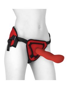 Ouch! Silicone Strap-On Set 10 Inch Rood
