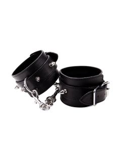 Ouch! Spiked Leather Handboeien Zwart