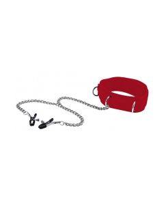 Ouch! Velcro Collar Tepel Klemmen Rood