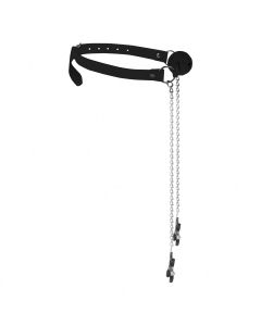 Ouch! Ball Gag Met Tepel Klemmen Zwart