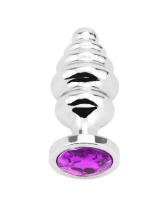 Seamless Anal Butt Plug Medium Zilver/Paars