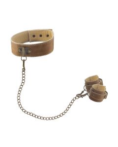 Ouch! Halsband met Handboeien Bruin