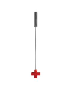 Ouch! Leather Cross Tipped Metal Zweep Rood