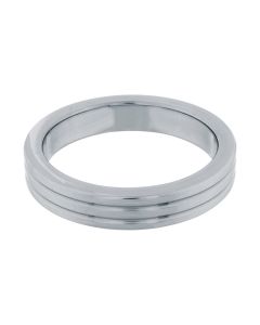 Steel Ribbed Cockring Zilver